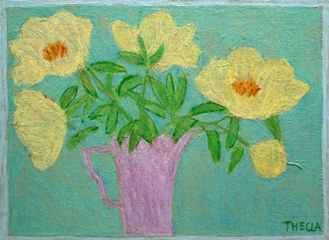 Thecla Renders, Spring Yellow, 375 euro, Gemengde techniek op hout zonder lijst, 35x46 cm