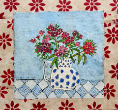 Thecla Renders, Sweet beauty in polka dots, 400 euro, Gemengde techniek op hout zonder lijst, 26x28 cm