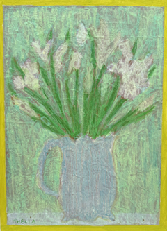 Thecla Renders, Winter white wishes, 250 euro, Gemengde techniek op hout zonder lijst, 22x24  cm