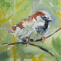 Diana de Bruin, Mus 1, 125 euro, Olieverf op paneel zonder lijst, 12x12 cm