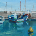 Diana de Bruin, Bretonse Haven 4, Olieverf op paneel, 12x12x2,5, cm, €.125,-