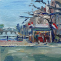 Diana de Bruin, Vishuisje Herengracht Amsterdam, Olieverf op paneel, 12x12x2,5, cm, €.125,-