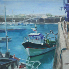 Diana de Bruin, Bretonse Haven 5, Olieverf op hout, 20x20x1,8 cm, €.175,-