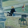 Diana de Bruin, Bateaux, Olieverf op paneel, 20x20x2 cm, €.175,-