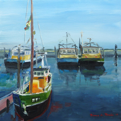 Diana de Bruin, Hollandse Havens 1, Olieverf op paneel, 30x30 cm, €.275,-
