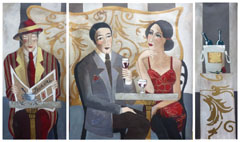 Triptiek 03A voor het Taragon Deck restaurant van de Europa 2. n van de 4 schilderijen die in opdracht voor ARTACASA zijn gemaakt door Marie Godest 