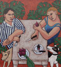 Aline Jansma, Bietenoogst, Olieverf op paneel, 23x22 cm, €.300,-