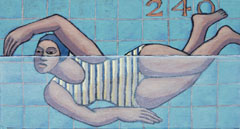 Aline Jansma, Borstcrawl, Olieverf op paneel, 14x26 cm, €.350,-