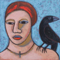 Aline Jansma, Corvidae 2, Olieverf op paneel, 12x12 cm, €.125,-