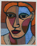 Aline E. Jansma, Portret, Olieverf op doek, 22x17 cm, €.350,-