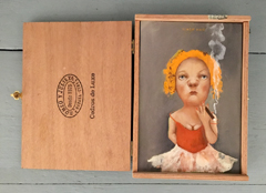 Koos ten Kate, Juliette, Olieverf in sigarenkistje, 21x14 cm, €.350,-