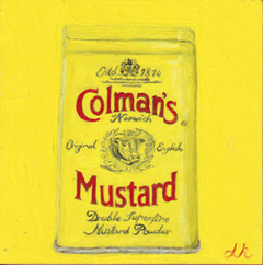 Lot Kessels, Objects from my kitchen 2 Mustard, 150 euro, Olieverf op paneel zonder lijst, 20x20 cm