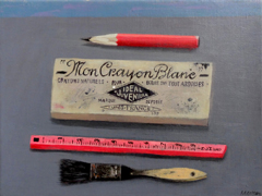 Marion de Man, Mon Crayon Blanc, Olieverf op doek, 30x40 cm, €.425,-