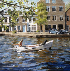 Richard van Mensvoort, Stukje varen, Olieverf op doek in baklijst, 40x40 cm, €.1250,-