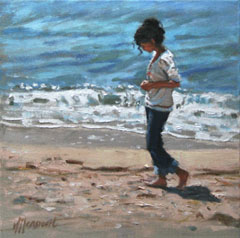 Richard van Mensvoort, Strandwandeling 3, Olieverf op doek in baklijst, 30x30 cm, €.850,-