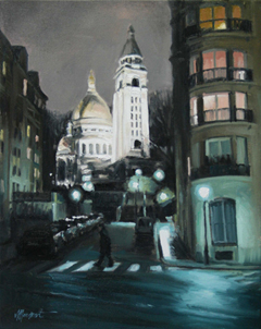 Richard van Mensvoort, Zicht op de Sacre Coeur, Olieverf op doek in baklijst, 50x40 cm, €.1450,-