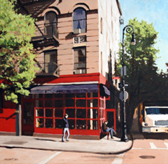 Richard van Mensvoort, Greenwich Village NY, Olieverf op doek, 80x80 cm, €.1950,-