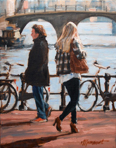 Richard van Mensvoort, Aan de gracht 8, Olieverf op doek in baklijst, 24x30 cm, €.950,-