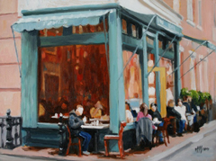 Richard van Mensvoort, Terras 4, Olieverf op doek, 30x40 cm, €.995,-