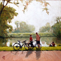 Richard van Mensvoort, Vondelpark 2, Olieverf op doek, 30x40 cm, €.750,-