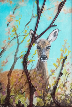 Liebet Milort, Hidden Hert, 175 euro, Acryl en krijtl in vintage lijstje, 12x15 cm