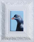Liesbet Milort, Duif, Acryl in barok wit lijstje, €.90,-