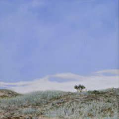 Rada Ovcharova, Dune Walk, 425 euro, Oil/Mixed media on canvas in a natural wood frame, 30x30 cm