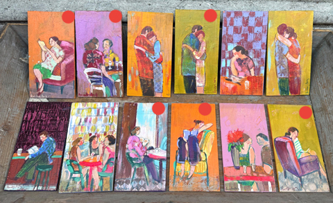 Lourdes Ral, Mini series, 90 euro, Acrylic on wood without frame, 17x9 cm