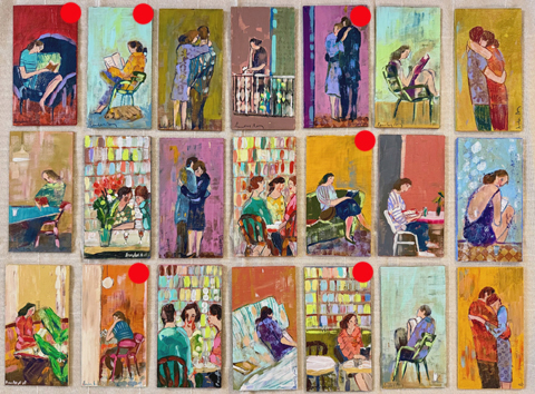 Lourdes Ral, Mini series, 90 euro, Acrylic on wood without frame, 17x9 cm