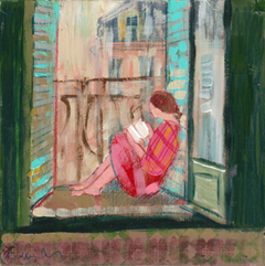 Lourdes Ral, Summer Evening Olivia, 200 euro, Acrylic on wood no frame, 20x20x3 cm