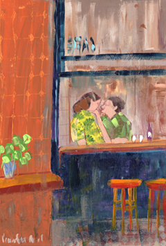 Lourdes Ral, Some nights two lovers, 280 euro, Acrylic on wood no frame, 40x27 cm