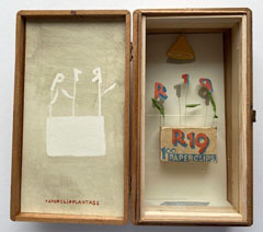 Tamar Rubinstein, Paperclipplantage, 175 euro, Gemengde techniek in sigarendoosje, 26x23 cm