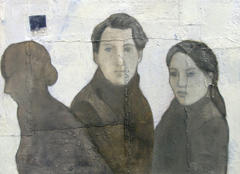 Kai Savelsberg, Das Dreieck, Gemengede technieken op paneel, 75x120 cm, €.2300,-
