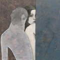 Kai Savelsberg, Bluttrunken, Gemengede technieken op paneel, 100x100 cm, €.2400,-