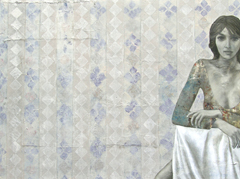 Kai Savelsberg, Ohne Augenzwinkern, Gemengde technieken op paneel, 120x160 cm, €.3400,-