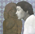 Kai Savelsberg, Zephyr und Iris, Gemengede technieken op doek, 90x90 cm, 2200,-