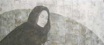 Kai Savelsberg, Dein Bleiben, Gemengde technieken op paneel, 80x180 cm, €.3250,-