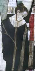 Kai Savelsberg, Ein Ganzes, Gemengde technieken op doek, 150x75 cm, €.2800,-