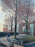 Annemarie Verschoor, Bloeiende Iepen, Olieverf op paneel, 40x30 cm, €.280,-