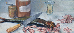 Annemarie Verschoor, Borreltje, Olieverf op paneel, 17x40 cm, €.175,-