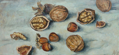 Annemarie Verschoor, Noten, Olieverf op paneel, 15x32 cm, €.200,-