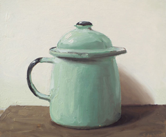 Serge de Vries, Emaille kan 2, 325 euro, Olieverf op paneel zonder lijst, 15 x18 cm