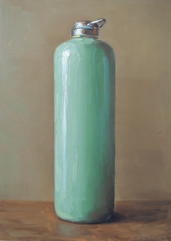 Serge de Vries, Kruik 2 mintgroen, 325 euro, Olieverf op paneel zonder lijst, 22x16 cm