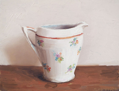 Serge de Vries, Melkkan 5 met bloemen, 325 euro, Olieverf op paneel zonder lijst, 13x15 cm