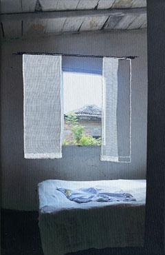 Annette van Waaijen, Inside Out - Bedroom, 345 euro, Foto met borduurwerk, 30x20 cm
