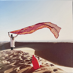 Annette van Waaijen, Freedom 2, 325 euro, Mixed Media with photo and needlework, 20x20 cm