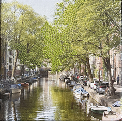 Annette van Waaijen, Raamgracht, 325 euro, Mixed Media with photo and needlework, 20x20 cm