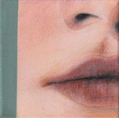 Antje Weber, Green Kiss, 80 euro, Acrylic on canvas, 15x15 cm