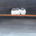 Barbara Wichers Hoeth, 3 jonge boeren zwaluwen, Olie op paneel, 30x30 cm, €.375,-
