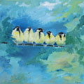 Berbara Wichers Hoeth, 5 Koolmeesjes, Olieverf op paneel, 30x30 cm, €.400,-